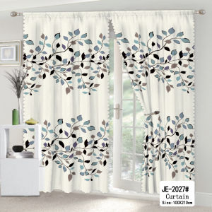 Light Color Kurtina Sale Leaf Printed Curtain for Window Door Home Decor No Ring Curtains Home Living Household Textiles 100x210cm 1PC COD