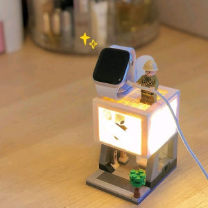 Building block model Charging Dock Holder Smart Watch charge Station Stand Holder SmartWatch Mounts Base Watch accessories desktop storage With LED light Kids Gift for Adults or Family Builds Watch Display Stand