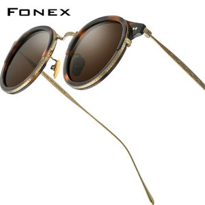 FONEX Kính Râm Phân Cực Titan Acetate Kính Râm Nam Tròn Cổ Điển Retro Mới 2022 Cho Nữ Kính Râm Phong Cách Nhật Bản Siêu Nhẹ Hàn Quốc 850