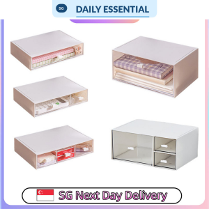 【DAILY ESSENTIAL】 Stackable Desktop Storage Drawer Organiser Cream