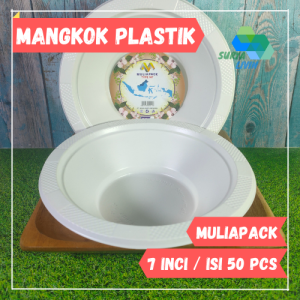 ISI 50 PCS Mangkok Plastik M7 Sekali Pakai Putih Susu Besar Muliapack