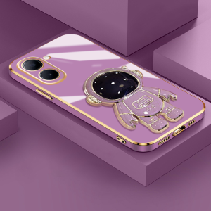 Casing Ponsel untuk Realme C33 C55 N55 C35 C31 C30 C30s Q5i C3 C2 C2s Narzo 50a Prime 50i Prime OPPO A1K Case gambar kartun astronot HP lipat dudukan telepon Casing ponsel penutup lensa penuh kesing pelindung silikon lembut Softcase