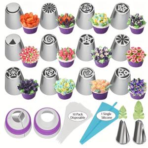Bộ phụ kiện trang trí bánh Nga 27/47 túi ống bánh bộ phụ kiện ống bánh thép không gỉ dụng cụ làm bánh