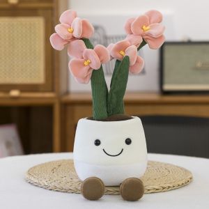 RUPER Flowerpot Potted Potting Plant Plush Doll Getting Rich Orchid Simulation Tree Plush Plants Children Comfort Doll Flower Flowerpot Potted Plush Toy Room Ornament