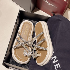 New Niche High-Heeled Sandals That DonT Look Fancy With A Unique Design Featuring A Wedge Heel And Toe-Loop For Outdoor Wear Thick-Soled Slip-On Sandals