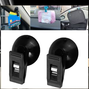 Bộ 2 kẹp có giác hút chân không mini giữ thẻ khăn rèm cửa xe hơi  ô tô