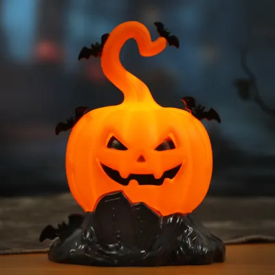 Halloween Spooky Dead Tree Stump Ghost Face LED Lamp & Hook Pumpkin Lantern Horror Tombstone Tabletop Party Decoration Prop