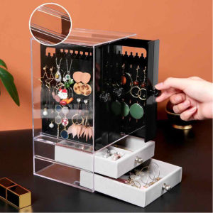 Acrylic Drawer Earring Jewelry Display Holder Cosmetics Storage Box Container