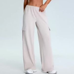 Loose and casual elastic exercise waist wide-leg straight cargo pants for quick-drying running and yoga TM0216-A