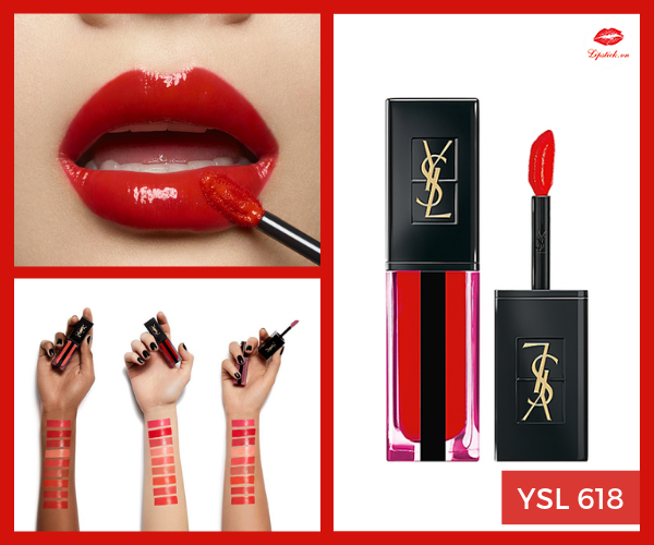 Yves Saint Laurent Rouge Pur Couture Vernis à Lèvres Son YSL (Rouge Pur  Couture Vernis à Lèvres Water Stain) 618 Wet