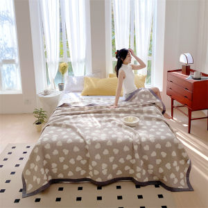 Chăn Khăn Sợi 3 lớp cotton nguyên chất trải giường mềm mại và thân thiện với da Chăn điều hòa không khí đa năng