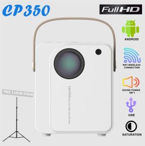 CP350 Portable LED Smart Lightweight Projector 3D WIFI Support 1080P Full HD Protector with Tripod Stand 210cm