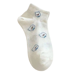 TYKS103 Kaos Kaki Wanita Motif Karakter Beruang Socks Biru Putih