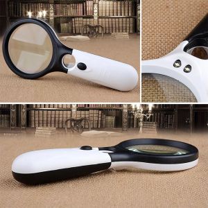 【Local Warehouse】Handheld Illuminated Magnifier 3X 45X Microscope Magnifying Glass with 3 LED Light Aid Reading Loupe for Seniors Jewelry Repair LED-Light-Magnifier