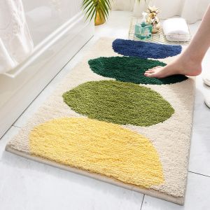 Lemon Leaf Soft Fluffy Flocking rug Nordic Ins Style Colorful Rug For Living Room Bedroom Kitchen Anti-slip Floor Mat Ca