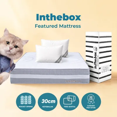 Kasur Spring Bed Cooling Fabric INTHEBOX Tinggi 30 cm - FREE Bantal Kasur ukuran 90x200 100x200 120x200 140x200 160x200 180x200 & 200x200
