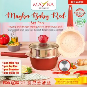 PANCI SET MPASI Balita Anak 16 CM MAYBA JERMAN WARNA MERAH RED - Bisa semua jenis kompor termasuk induksi - Premium Die Cast Technology