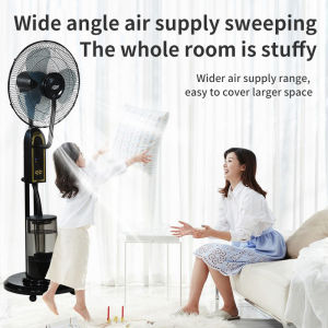 Heavy Duty Stand Fan Water Misting Floor Fan With Remote Control 3 Speeds 16 Inch Industrial Spray Fan With 4L Water Tank Air Conditioning Humidifying Spray For Factory Warehouse Restaurant Hotel School Large Wind Mute