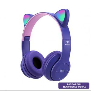 Termurah B39/P47 LED Bluetooth Cat Headphone Bluetooth 5.0 Headset Noise Cancelling Wireless Headphones With Mic HiFi Stereo Ear Headphones For Kid Gift PC Laptop Computer Gaming Accessories