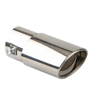 EKLEVA Universal Auto Muffler Silencer Dual Outlet Car Exhaust Tip Stainless Steel Slant Rolled Edge Black/Silver Anti-resistance Repai