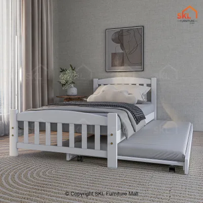 MARA Solid Wooded Beddframe / Bedframe / Katil Kayu / Pullout Bed / Katil Bujang