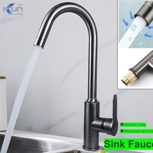 304 Stainless Steel Gray Mixer Hot And Cold Sink Faucet Kitchen Access Water TapsFast shipping