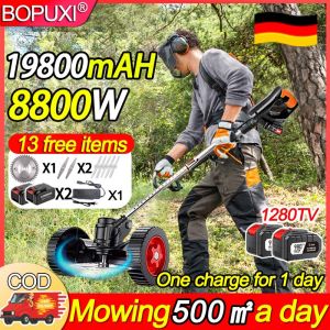 【Weeding 500㎡ easily】BOPUXI grass cutter rechargeable sale chargeable 13 giveaways easy weeding high power 68000W Detachable auxiliary wheel 128TV batteries*2 1.8kg portable Guaranteed genuine lawn mower Cordless Trimmer Lawn Electric mowerplant