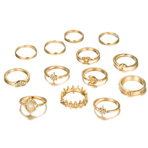[haoh] 13pcs set Women Stack Rings Above Knuckle Rings Rtro Simple Design jewelry Gift