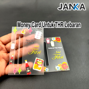 JANKA Money Card Custom Idul Fitri Angpao Tempat Uang Amplop Lebaran Lucu Model Print UV Minimalis Bahan Akrilik Tebal 2mm