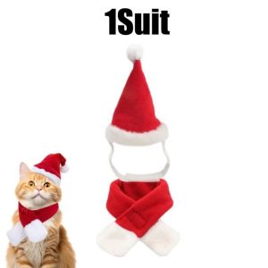 MUMU 2Pcs/Set Mùa đông Khăn quàng cổ cho chó Giáng sinh Ấm áp Khăn giữ ấm cổ cho thú cưng Ấm cúng Lễ hội Phụ Kiện Cho Chó Nhỏ dành cho chó nhỏ
