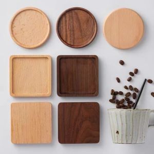 Minimalist Wooden Coaster Thickened Insulated Coaster Household Teacup Coaster Square Round Coaster