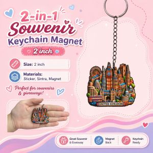 Travel UK / UNITED KINGDOM 2-in-1 Mini Keychain | Key Holder Collectible Souvenir