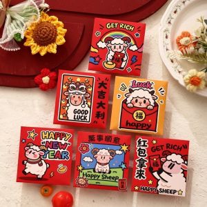 Sacesr 6Pcs Sheep Year 2027 Sheep Year Red Envelope Paper Traditional Chinese New Year Red Envelope Blessings Printing Q8H3K