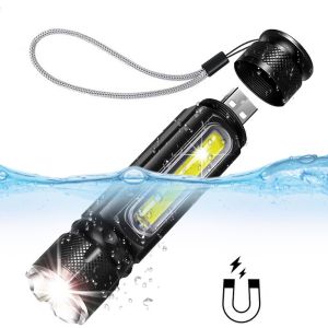 【STOCK】USB Original UltraFire T6 COB 50000LMไฟฉายกันน้ำLED Re-Chargeableไฟฉายแบบปรับขยายได้ทำงานไฟหิ่งห้อยSuper BrightไฟฉายกลTail M-Agnet Bright 4โหมดไฟฉุกเฉินRe-ChargeableสำหรับตกปลาCamping