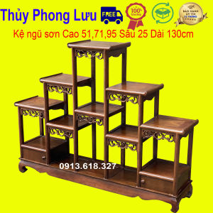 Kệ ngũ sơn 5 cấp kê đồ phòng khách gỗ hương màu giả cổ cao 517195cm