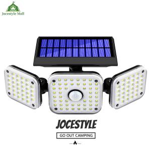 [Jocestyle Mall] 112 LED Outdoor Super Bright LED IP65 Waterproof 3 Heads Flood Light with 3 Modes 6000-6500K for Yard Street Stadium House