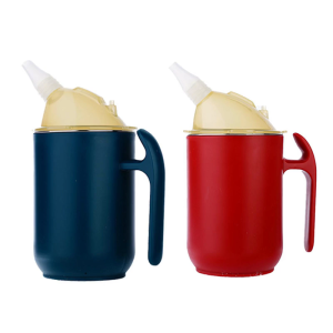 หลอดนำกลับมาใช้ดื่มใหม่ได้ถ้วยชามป้อนอาหารเด็กกันรั่วไหลขนาด400มล. พร้อมที่จับแก้วแบบมีหลอดและฝาปิดสำหรับเด็กสูงอายุดีไซน์แบบพับได้304เหล็ก