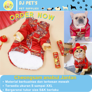 baju cheongsam anjing dan baju cheongsam kucing jantan baju imlek chinese new year CNY22
