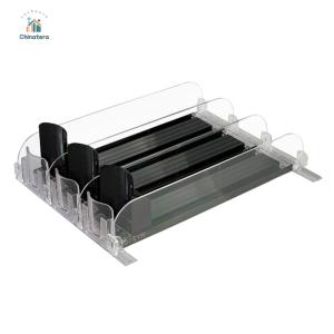 Beverage Pusher Shelf Spring Push Auto Beer Pusher Holder Adjustable Width Storage Shelf E-shaped Glide for Refrigerator