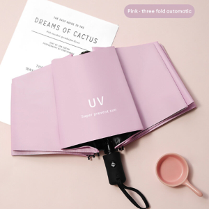 UPF50+ Large Automatic Umbrella 24 Rib UV Protection Windproof Double Fiber Bone Folding Umbrella Car payung lipat 雨傘折疊自動