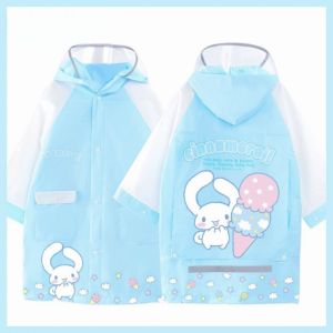 (SG Seller) Children Cartoon Raincoat Sanrio Kuromi Melody Girls Student raincoat Kids Waterproof Jumpsuit Rainwear