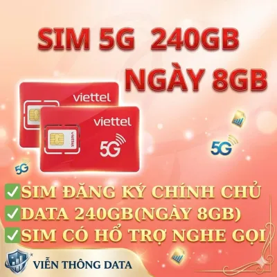 FREESHIP - CHƯA KÍCH HOẠT.Sim 5G viettel 240GB sử dụng toàn quốc có hổ trợ nghe gọi sim chưa kích hoạt