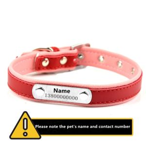 Vòng Cổ ID Chó Cá Nhân Bằng Da Và Dây Buộc Thẻ ID Tên Khắc Tùy Chỉnh Cho Mèo Thú Cưng Mềm