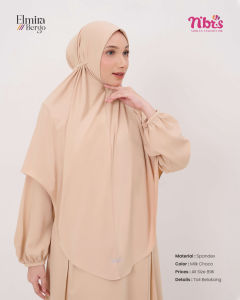 Nibras Elmira Jilbab Bergo Tali Belakang Bahan Spandex Milk Choco Navy Mustard Khaky Black Mocca