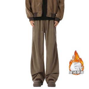 Senior Quần Nhung Kẻ Nam 2024 Quần Dài Thể Thao Thường Ngày Ống Đứng Rộng Rãi Thương Hiệu Sành Điệu Dày Dặn Lót Nhung Mẫu Mới Thu Đông