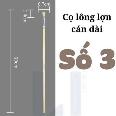 Cọ đầu dẹp lông lợn thân gỗ dài chuyên dụng vẽ tranh dùng cho màu acrylic goauche màu nước...
