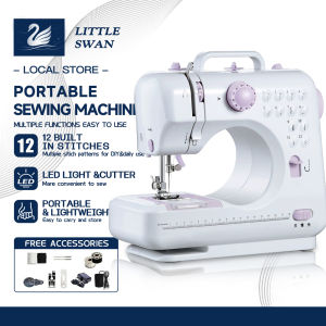 Portable Mini Electric Sewing Machine for Home Use 12 Stitch Patterns with Foot Pedal Replaceable Presser Foot and Complete Accessories Multifunction Household Sewing Machine for Clothes Repair DIY Crafts and Daily Stitching