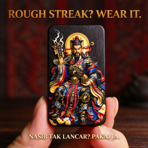 Hand‑Painted Oriental God Relief Wood Pendant Vintage Carved Wooden Token Necklace for Daily Wear & Collection