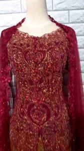 set kebaya pesta maroon kebaya wisuda abg + longtorso + rok dan slendang