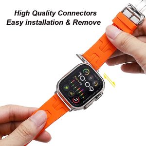 For apple watch ultra 2 49mm Kilim Single Tour Strap Series 9 8 7 6 SE 45mm 44mm 42mm 41mm 38mm Folding Logo Buckle Silicone Bracelet